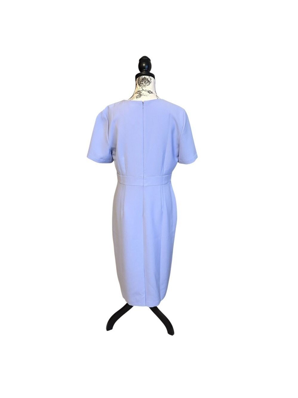 Ann Taylor Sheath Dress Short Sleeve Gold Metal Accent Lavender Size 10 New - Picture 2 of 6